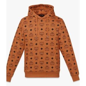 MCM Maxi Monogram Hoodie Mens Large Cognac New Visetos Logo MHAEAMM02CO00L